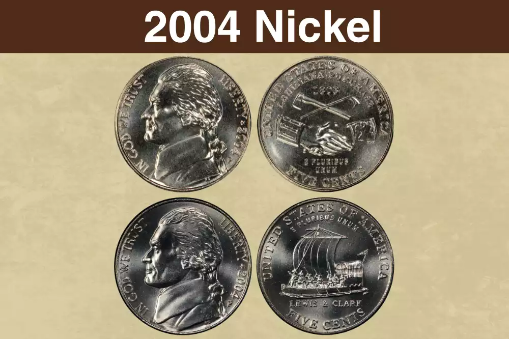 2004 Peace Medal Jefferson nickel obverse and reverse showing clasped hands design